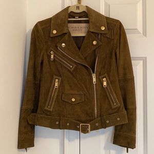 NEW Burberry Brit Arnstead fringed suede jacket in Olive - Size US 2